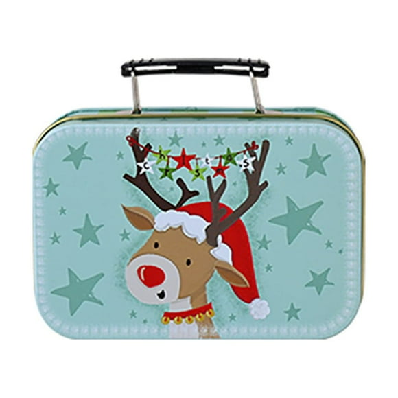 Christmas Box Eye-catching Briefcase Shape Metal Compact Cartoon Boxes Pattern Rectangular Festive Storage Containers Gift Cosmetic Girls