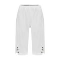 thumbnail image 4 of TQWQT White Linen Capri Pants for Women Dressy Casual Bermuda Shorts Knee Length Elastic Waist Light Weight Pants Trendy Summer Pedal Pushers with Pockets White XXL, 4 of 7