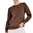 thumbnail image 2 of Brown Sweaters for Women Ladies Loose Large Long Sleeved T Shirt Star Printed Sweater Womens Fall Fashion 2025, 2 of 3