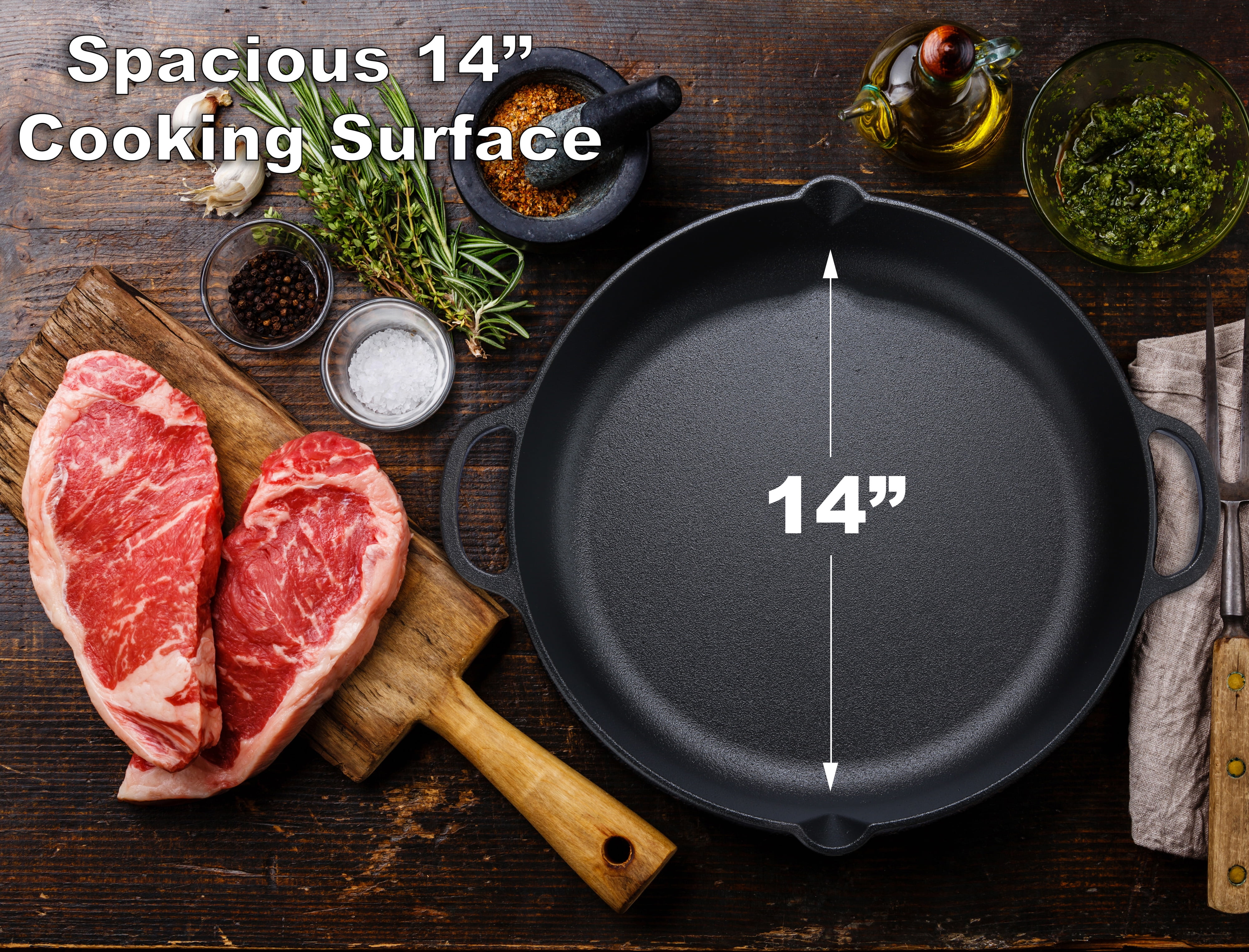 Mainstays Pre-Seasoned 14" Non-Stick Cast Iron Skillet