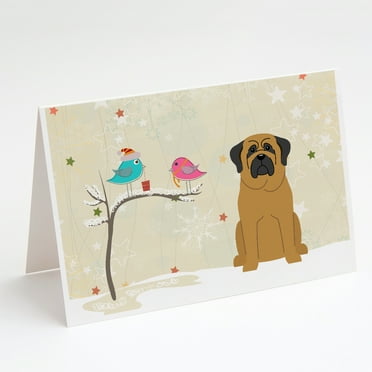 Caroline's Treasures Mastiff Christmas Greeting Cards with Envelopes, 5" x 7" (8 Count)