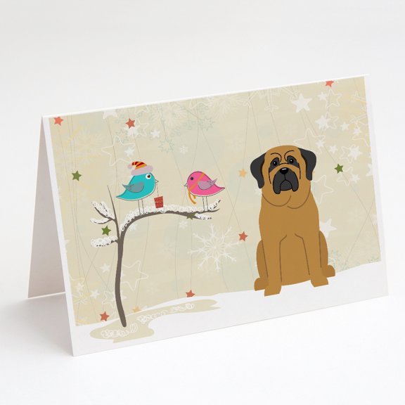 Christmas Presents between Friends Mastiff Greeting Cards and Envelopes Pack of 8
