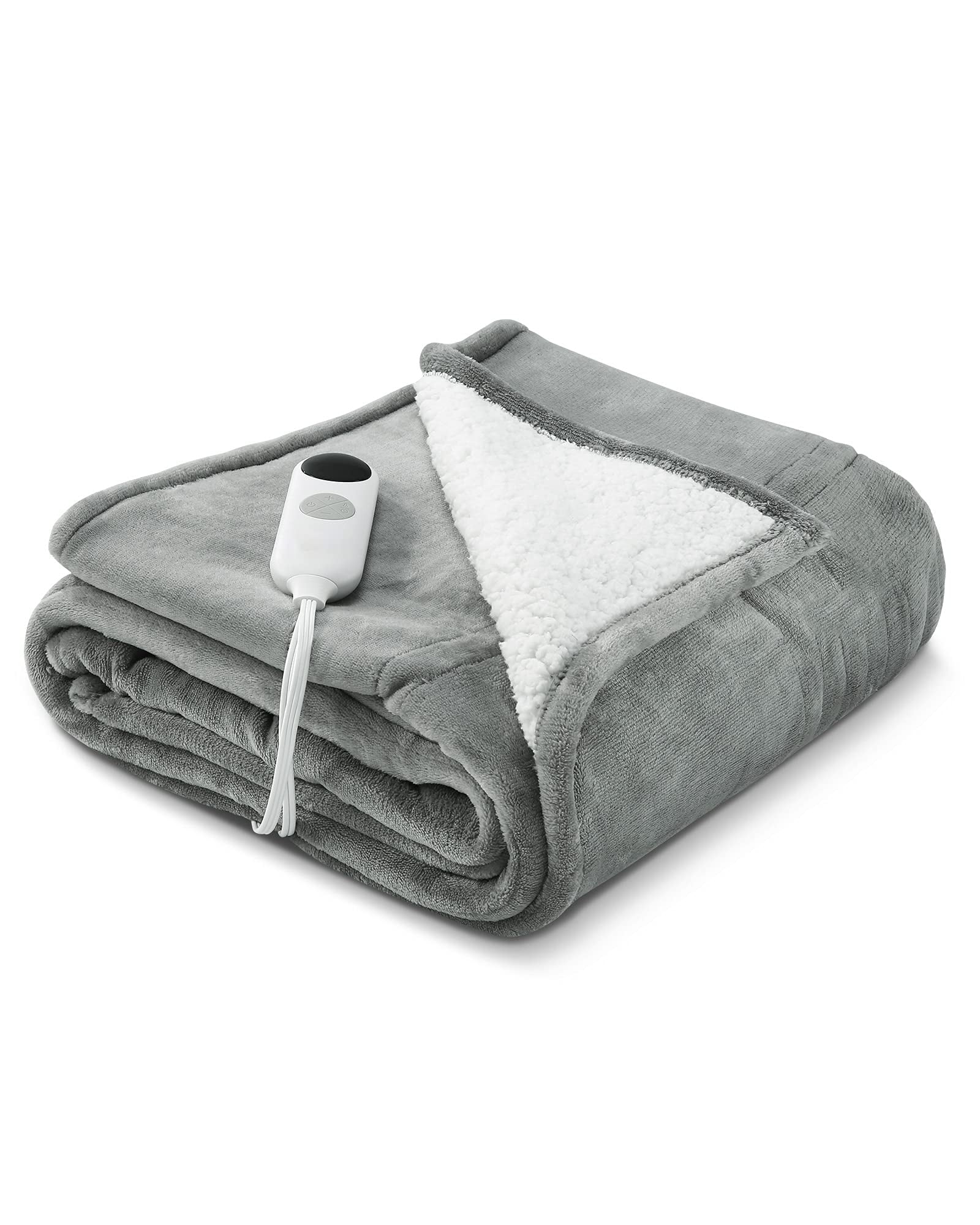 MaxKare Electric Blanket Heated Throw Flannel & Sherpa Reversible Fast
