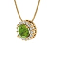 thumbnail image 2 of Clara Pucci 18K Yellow Solid Hypoallergenic Gold 1.16Ct Natural Peridot Round Brilliant Cut Halo Designer Necklace Pendant For August, 2 of 6