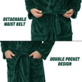 thumbnail image 4 of Enwphrey Men's Robe - Long Fleece Bathrobe with Belt, Soft Plush Fluffy, Warm & Cozy Robes for Men (Forest Green,2XL-3XL), 4 of 6