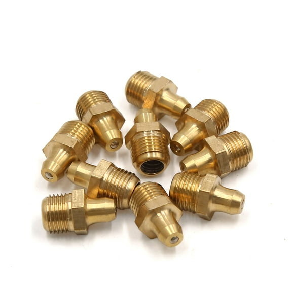 Unique Bargains 10pcs 10mm Male Thread Straight Hydraulic Grease Nipple Fitting Gold Tone