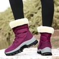 thumbnail image 6 of Women Mid Calf Snow Boots Faux Fur Lined Lace Up Non Slip Lug Sole Outdoor Warm Winter Fashion Booties Purple 5.5, 6 of 9