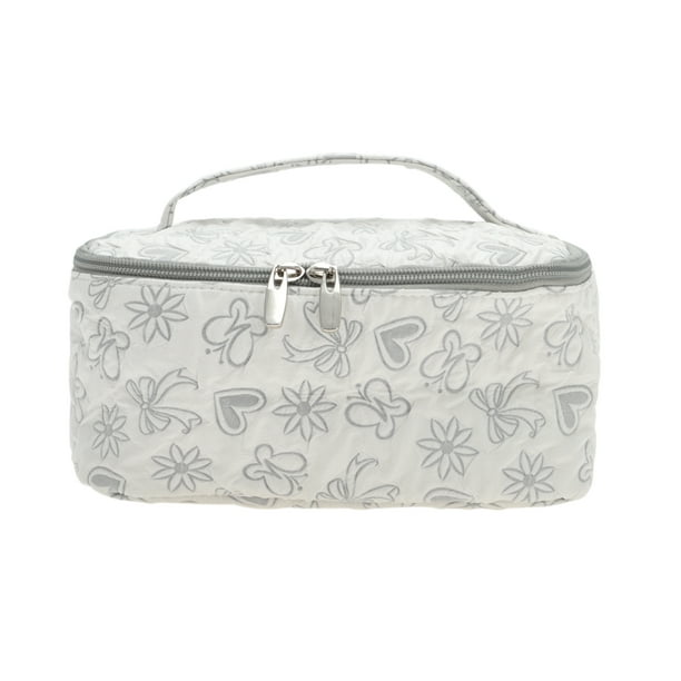Bolsas de maquillaje de corazones cuadrados de tendencia única 1 Pc para viajar en poliéster gris