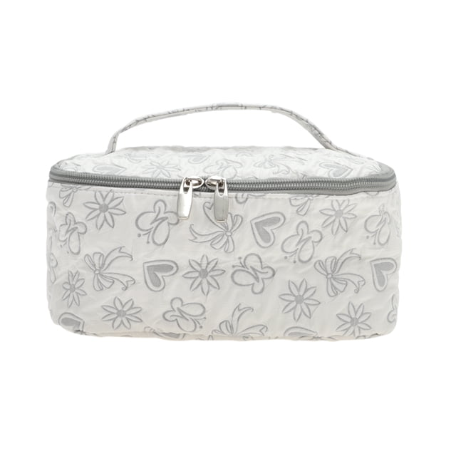 Bolsas de maquillaje de corazones cuadrados de tendencia única 1 Pc para viajar en poliéster gris
