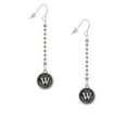 thumbnail image 2 of Delight Jewelry Silvertone Antiqued Round Seal - Initial - W - Silver-tone Long Sparkle Dangle French Earrings, 2 of 4