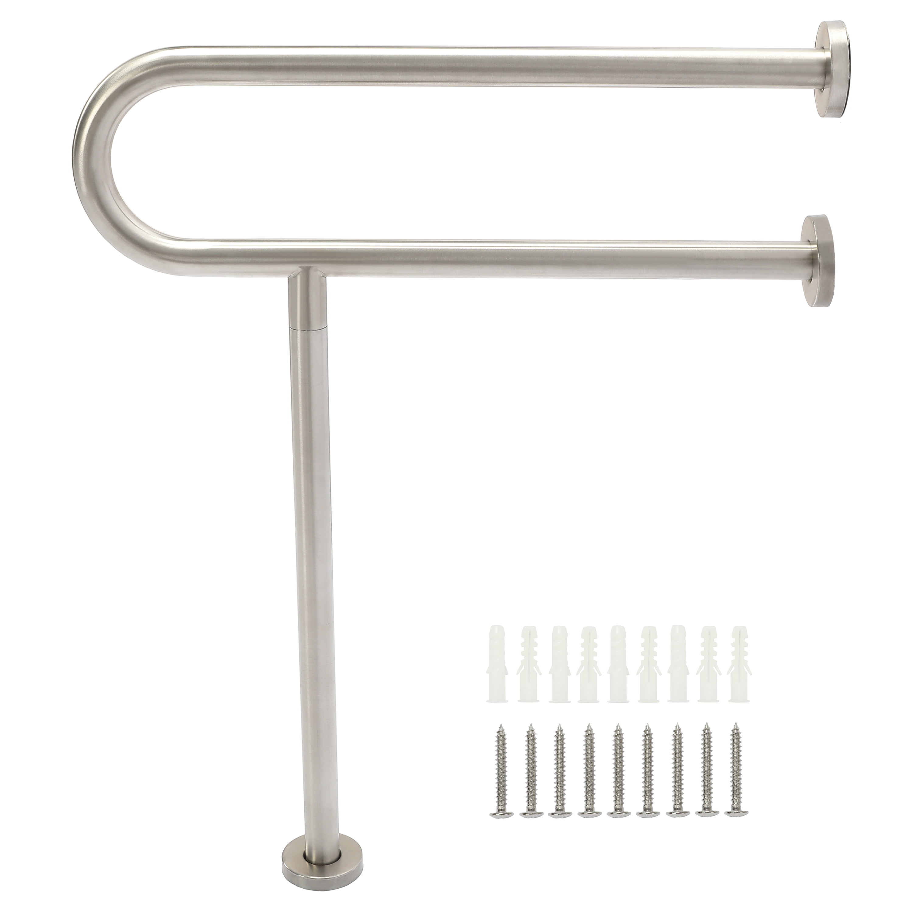 Kojem Toilet Support Rail Handrail Handicap Grab Bar Rails 24 inch Bathroom Safety Bathtub Bar Wall Mount Support Assist Grips for Disabled Elderly Pregnant 304 Stainless Steel