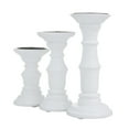 thumbnail image 6 of DecMode 3 Candle White Mango Wood Turned Style Pillar Candle Holder, Set of 3, 6 of 10