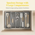 thumbnail image 4 of Norcho Utensil Organizer for Kitchen Drawers, Expandable Cooking Utensil Tray, Adjustable Cutlery and Silverware Holder, 13–22 x 15", Gray, 4 of 7