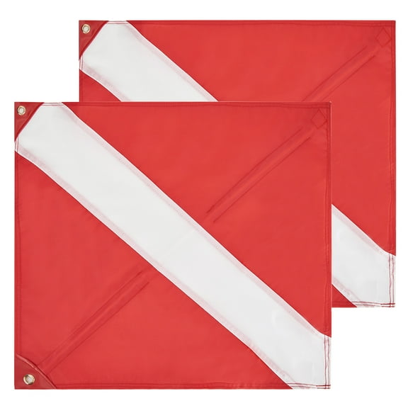 GOGHOST Dive Flag with Removable Stiffening Pole 20 in. x 24 in.  US Legal Size Diver Down Boat Flag Red White 2 Pack