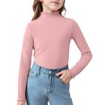 thumbnail image 2 of YOUYEDIAN Girls Mock Neck Top with Lettuce Trim, Long Sleeve Ribbed Knit Shirt, Y2K Inspired Fashion Tee Pink 18-24 Months, 2 of 4