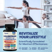 Zoyava Bovine Colostrum Supplement Capsules 5250 MG, Grass Fed Cow Colostrum with 40% IgG 500MG, Probiotics 50MG, Elderberry 2000MG, L-Glutamine 200MG, Astragalus 2000MG Vitamin C, Ginger, Zinc