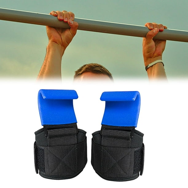 Weight Lifting Hooks Wrist Wraps Adjustable Grips Straps Gloves for  Deadlift Blue