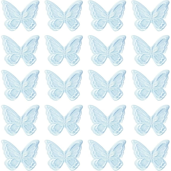 1set 30pcs Butterfly Lace Trim Double Layers Organza Pink Butterfly Lace Fabric Sewing Embroidery Applique Patches for DIY Craft Wedding Bride Hair Accessories Dress Curtain
