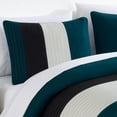 thumbnail image 3 of Chezmoi Collection Briar 7-Piece California King Bed in a Bag Comforter Set with Sheets - Lightweight Comforter Teal Black White Luxury Pleated Stripe Bedding Set for All Season, 3 of 9