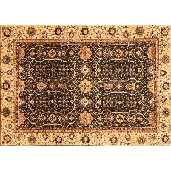 Ahgly Company Machine Washable Indoor Rectangle Geometric Brown Traditional Area Rugs, 5' x 8'