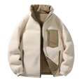 thumbnail image 2 of Aueoeo Men's Quilted Coats Lined Jacket Stand Collar Full Zip Jacket Thick Sherpa Warm Winter Outwear Multi Pockets Green M, 2 of 8