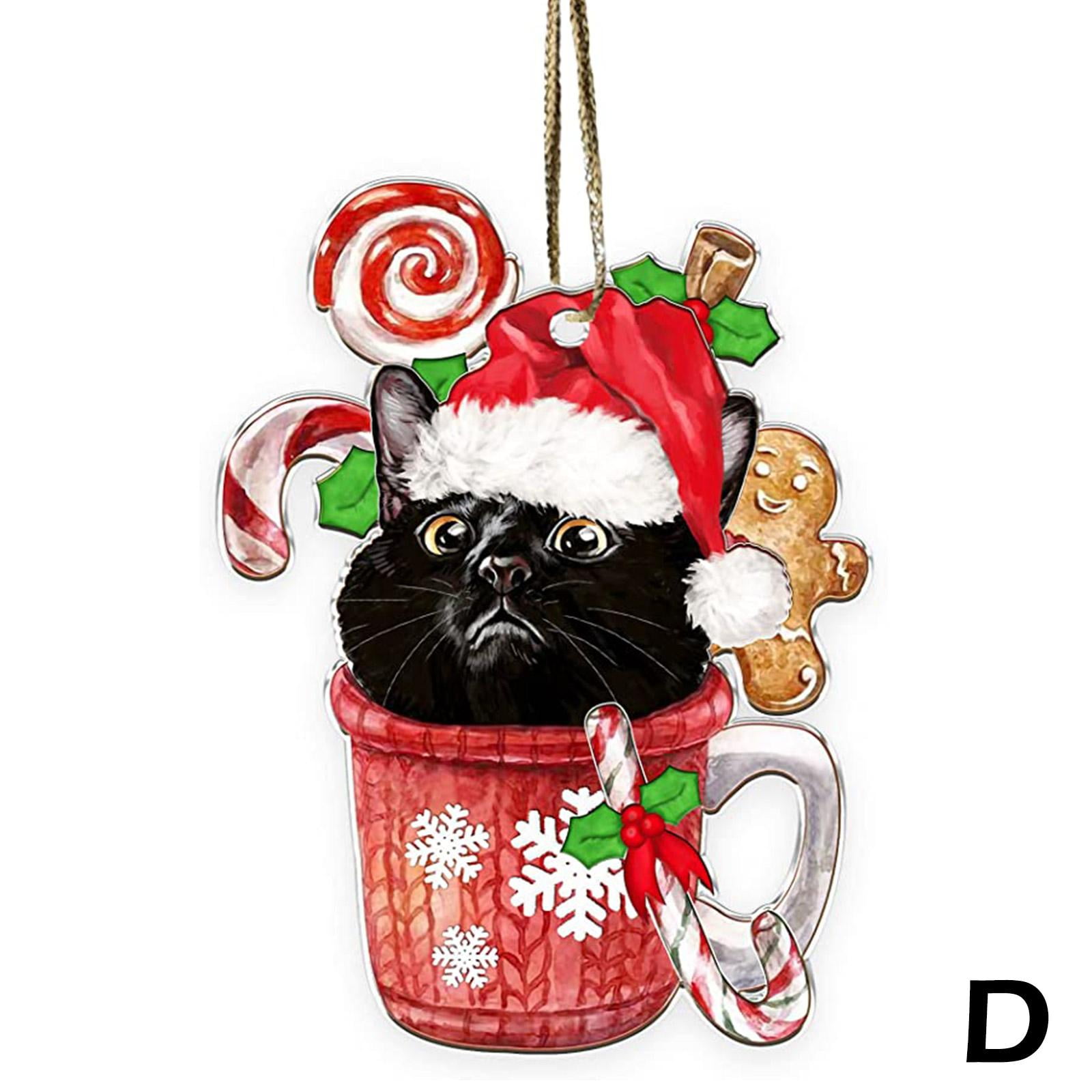 DHliIQQ Christmas Ornament,Black Cat Christmas Ornament,Black Cat Xmas