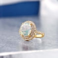 thumbnail image 4 of Gem Stone King 18K Yellow Gold Plated Silver Oval Cabochon White Simulated Opal Ring for Women 2.80 Cttw (Size 8), 4 of 4