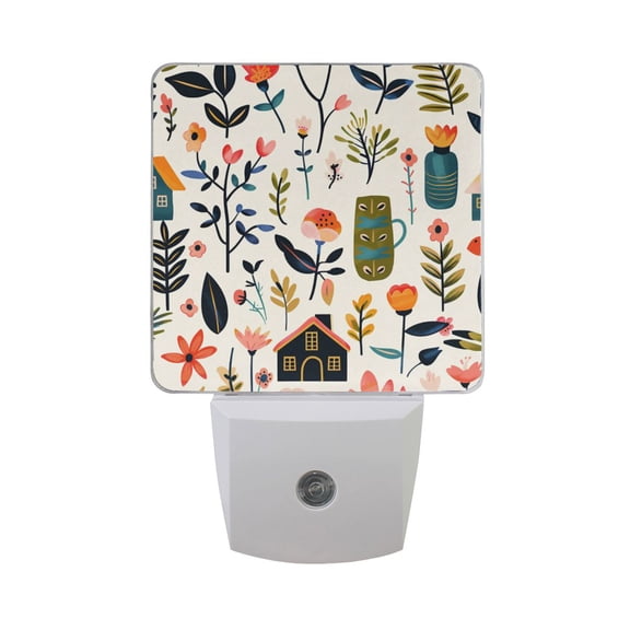Flower House Leaves Night Light 2 Pack LED Nightlight Plug into Wall Dusk to Dawn Sensor Soft White