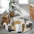 thumbnail image 4 of Abstract Color Blocks Large Area Rugs for Bedroom Living Room, Soft Non Slip Carpet Bedside Rug, Modern Geometric Art Round Floor Cover Kitchen Accent Rug 3.3' for Dining Room/Office, 4 of 9