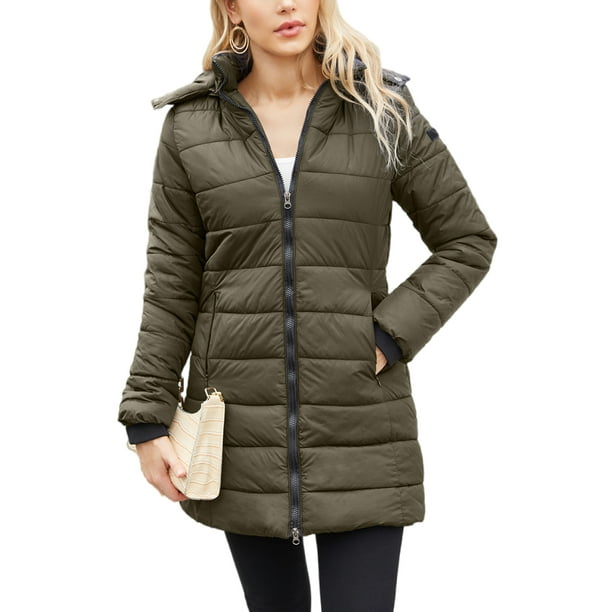 Fashnice Ladies Puffer Jacket Water-Resistant Down Coats Long