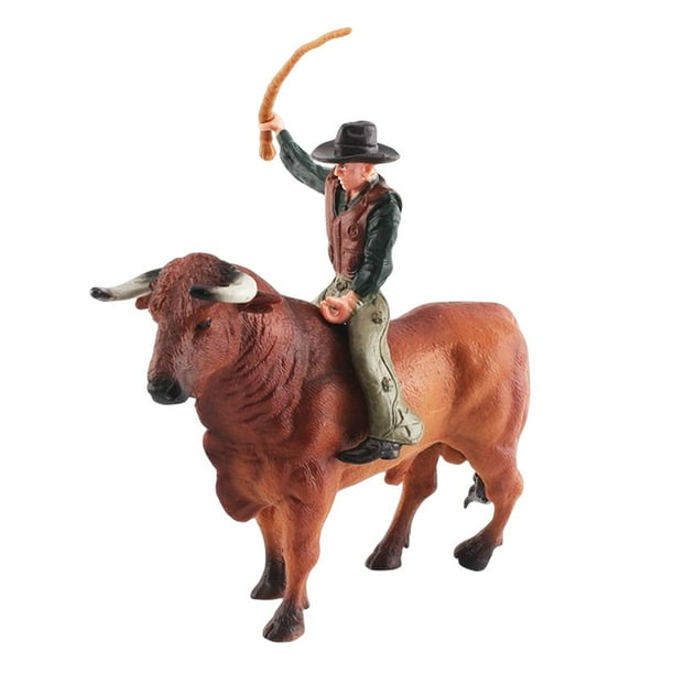 Figura de toro pintada a mano, modelo de adornos de escritorio, manualidades, regalo de cumpleaños detallado Estilo C Zulema Figura Toro con jinete