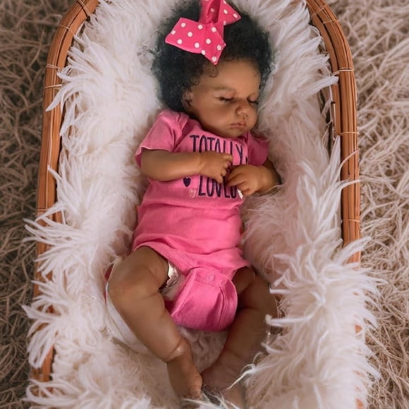 Muñeca Reborn Pinky Black Girl, 50 cm, realista, con ropa