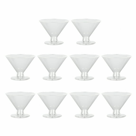 ACDANC 10Pcs Disposable Martini Glasses Set Plastic Cocktail Glass for Parties Weddings Desserts Transparent Cups for Cocktails Champagne Ice Cream
