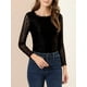 thumbnail image 5 of INSPIRE CHIC Women's Round Neck Long Sleeves Sheer Flower Embroidery Lace Blouse XL Black, 5 of 7