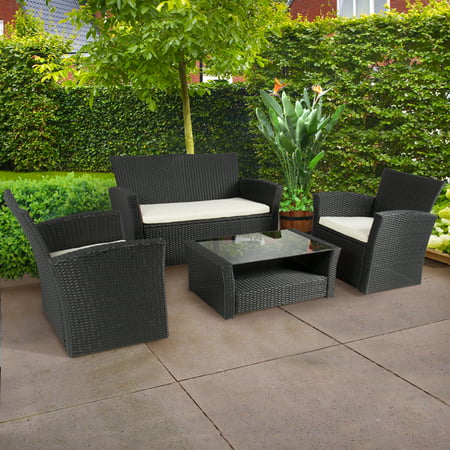Best Choice Products 4pc Outdoor Patio Garden Furniture Wicker Rattan Sofa Set