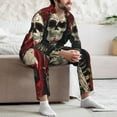 thumbnail image 7 of Naloa Gothic Skull With Roses Men’s Pajamas Set - Long Sleeve Button Down Sleep Shirt and Pajama Bottoms Sleepwear Set-X-Large, 7 of 7