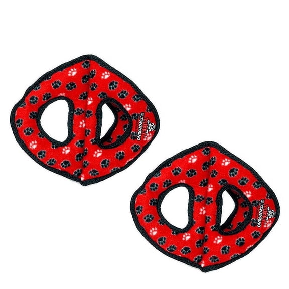 TUFFY® Ultimate 3WayRing Red Paw, 2-Pack, Durable Plush Squeaky Dog Toys