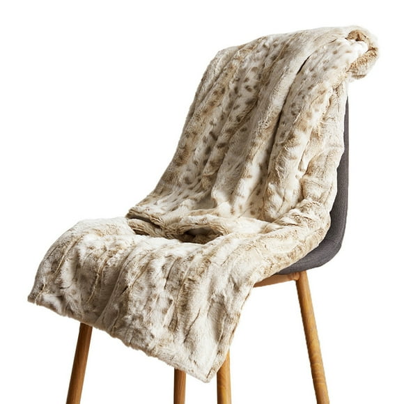 Flannel Fleece Throw Blanket 127x152cm, Double Layer Warm Sofa Bed Cover with Leopard Print, Cozy Lap Afghan for Winter