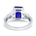 thumbnail image 4 of Emerald Cut Celtic Engagement Ring Blue Sapphire CZ 925 Sterling Silver Size 10, 4 of 7