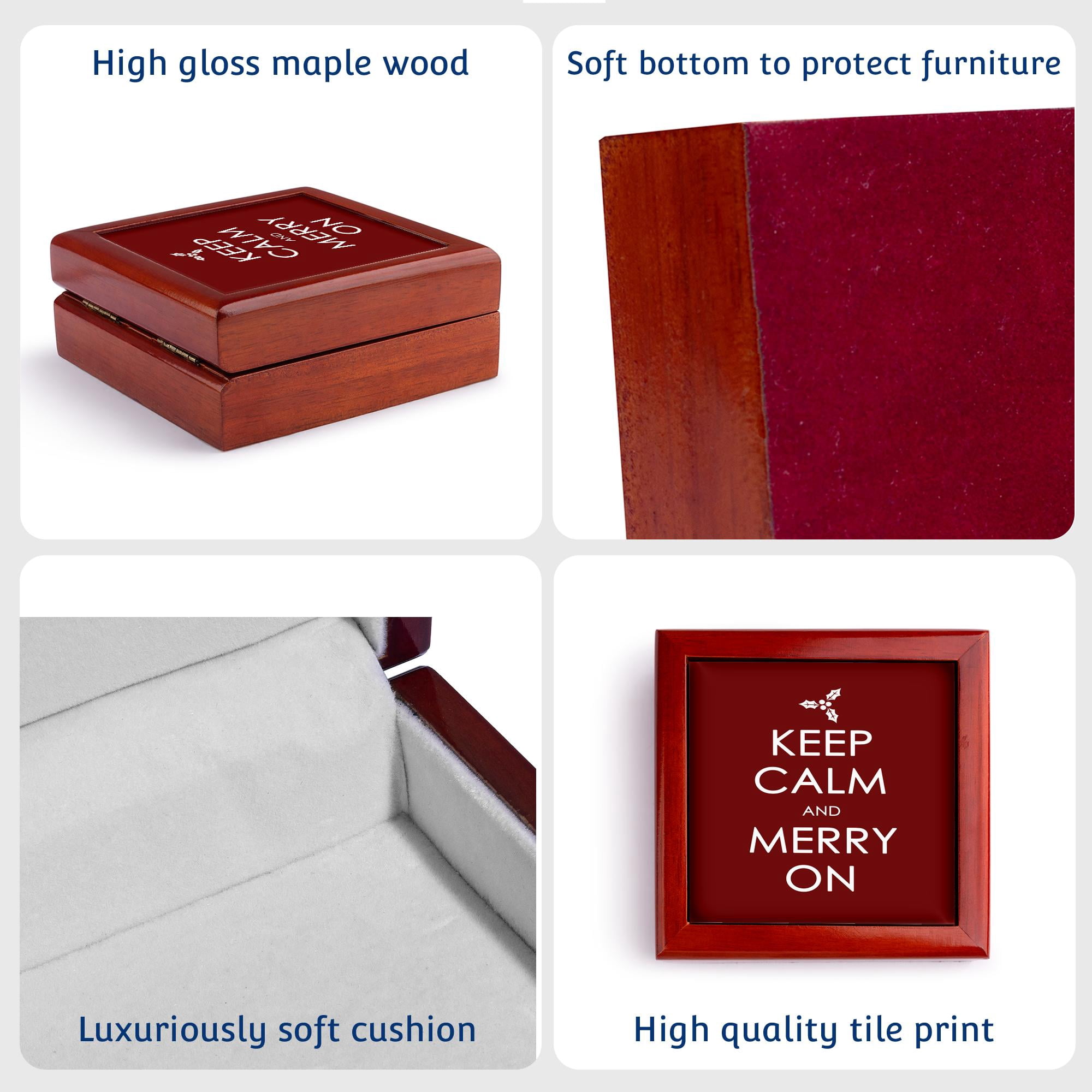 3dRose, Keep calm and merry on, Jewelry Box 5.5x5.5 inch with 4 inch tile