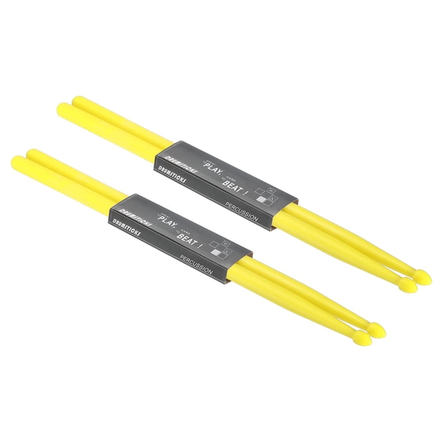 Baquetas de nylon Uxcell 5A con mango antideslizante para adultos, instrumentos musicales de percusión, color amarillo, 2 pares