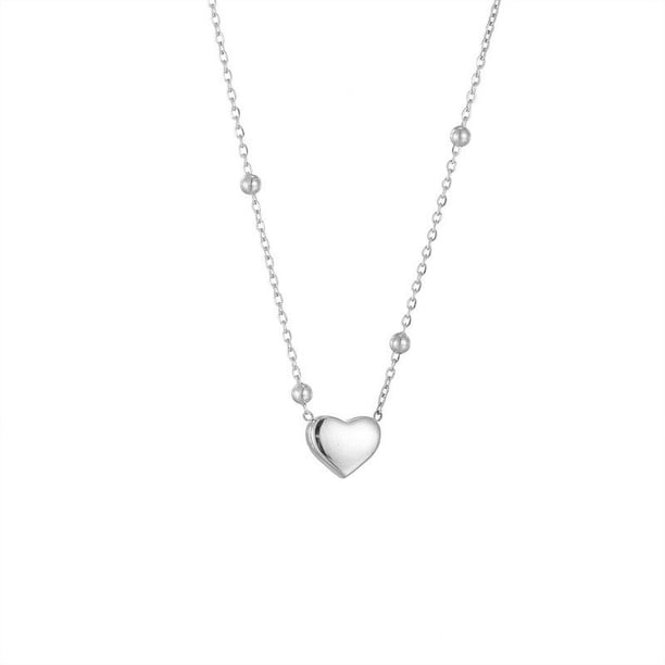 Cadena de bola sencilla con diseño de amor de acero de titanio para mujer, cadena de clavícula con diseño de nicho que combina con todo