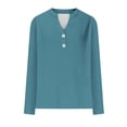 thumbnail image 6 of Holzkary Women's Fall Long Sleeve Henley Tops V Neck Tunic Casual Loose Blouse Winter Sweatshirt Women Fashion Casual Long Sleeve Button Tops Shirts Blouses Tops Sky Blue Xl, 6 of 6