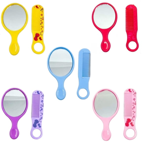 Compact Grooming Comb and Mirror Set Travel Essentials 2 Pcs