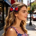 thumbnail image 1 of Independence Day Bow Hair Clip Accessory Holiday Party Red White Blue Star Striped Flag Hair Accessory Side Clip, 1 of 6