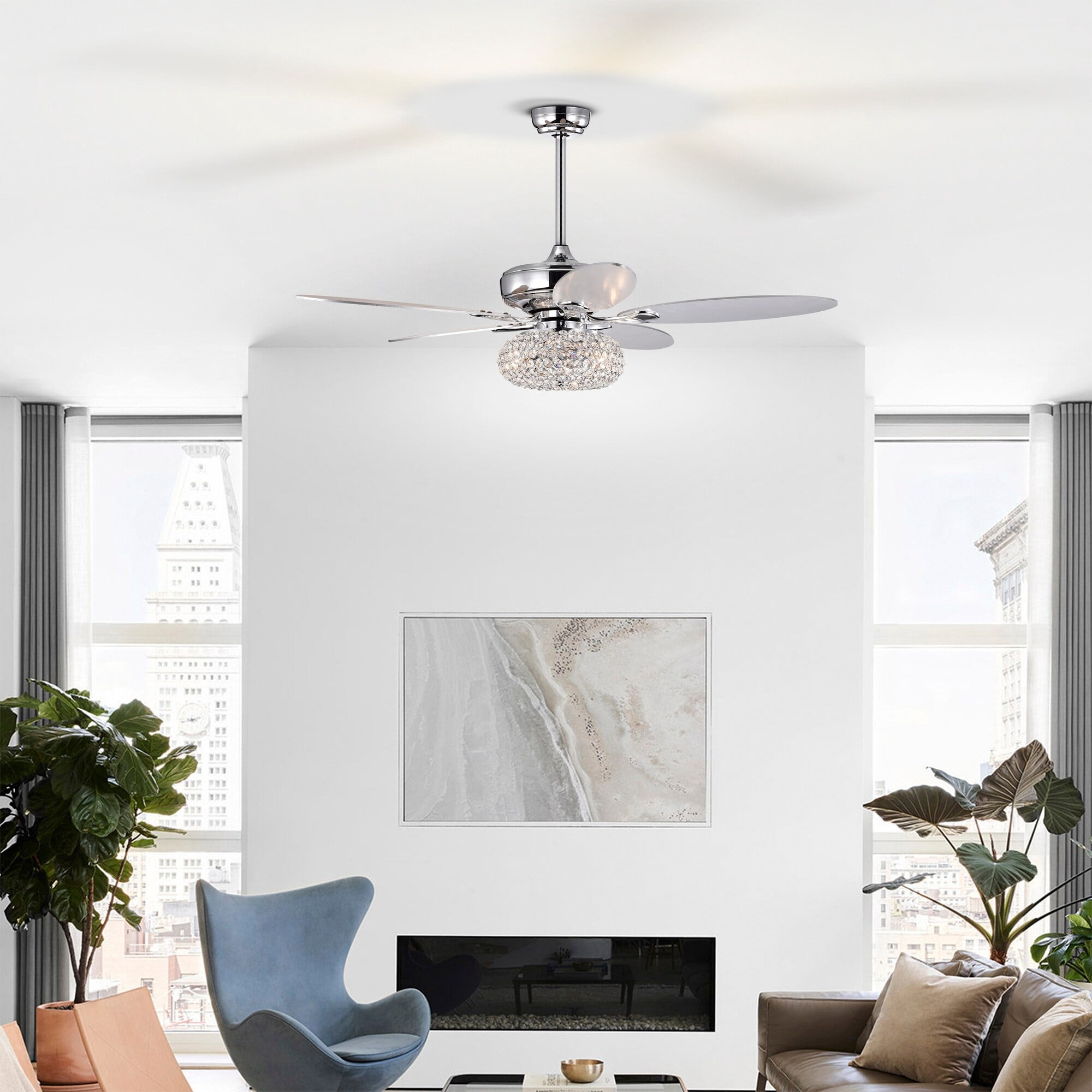 Shelby 52 in. 3-Light Indoor Chrome Finish Ceiling Fan with Light Kit