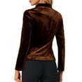 thumbnail image 3 of INSPIRE CHIC Women's Notched Lapel Long Sleeve Button Velvet Blazer M Brown, 3 of 6