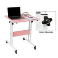 thumbnail image 6 of Mind Reader Standing Desk, Adjustable Height Laptop Workstation, Portable Rolling Desk on Wheels, Two-Tier Metal Frame, Pink, 6 of 9