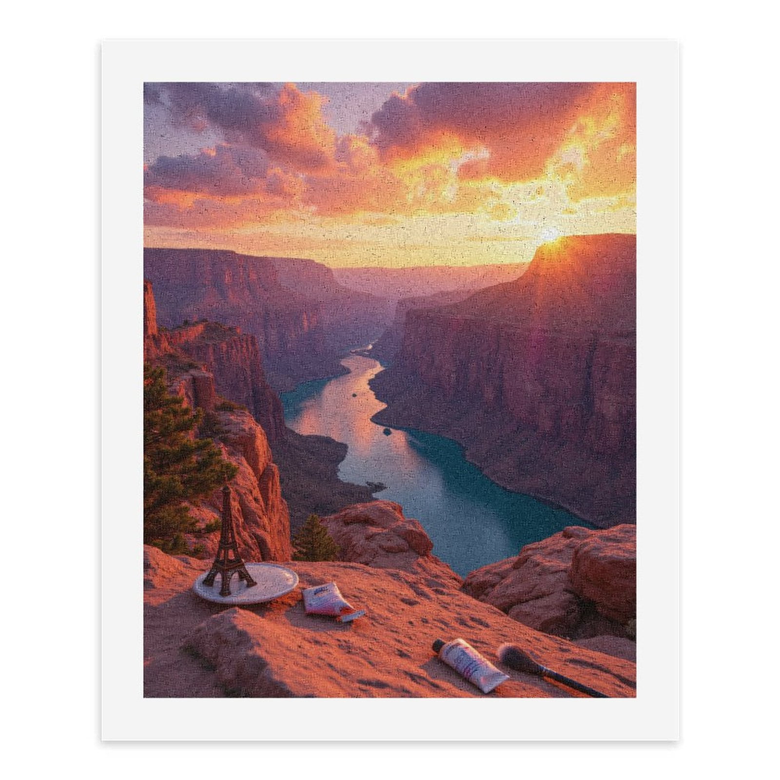 Paint By Numbers Kit for Adults Beginner - DIY Sunset Canyon View Art Supplies Canvas Painting Kits for Adults, Frameless Paint By Number for Adults for Home Wall Decor 16x20 Inch