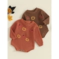 thumbnail image 4 of Aojekbee Toddler Knit Sweater Romper Casual Halloween Pumpkin Embroidery Long Sleeve Jumpsuit for Newborn Girl Boy Cute Clothes, 4 of 10
